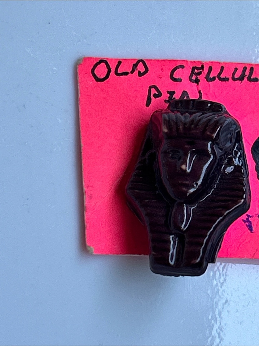 vintage Black Pharaoh Head Lapel Pin Celluloid brooch